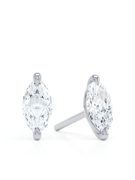  Loev 18kt White Gold The Marquise Diamond Stud Earrings - Silver 