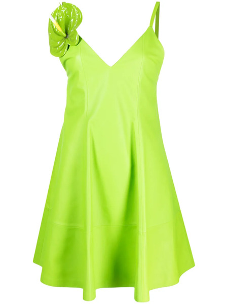  Loewe Anthurium Panelled Leather Minidress - Green 