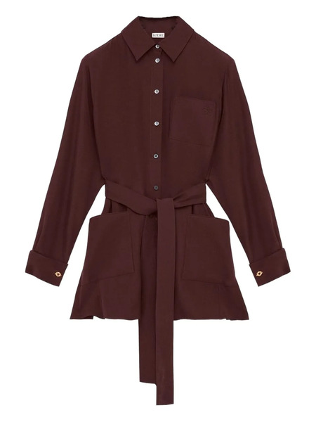  Loewe Belted Blouse In Silk - Red 