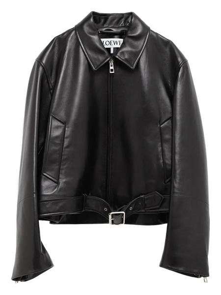  Loewe Belted Leather Jacket - Black 