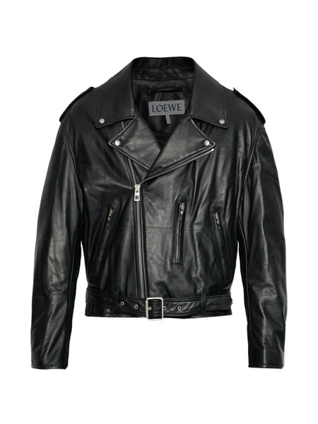  Loewe Belted Leather Jacket - Black 