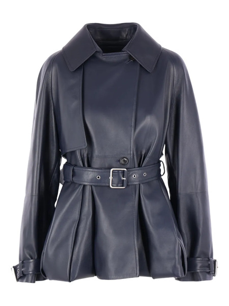  Loewe Belted Leather Jacket - Blue 
