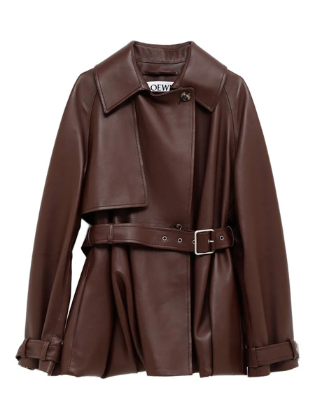  Loewe Belted Leather Jacket - Brown 
