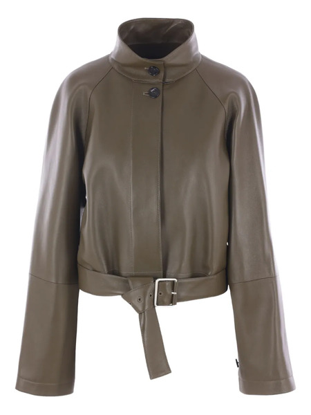  Loewe Belted Leather Jacket - Green 
