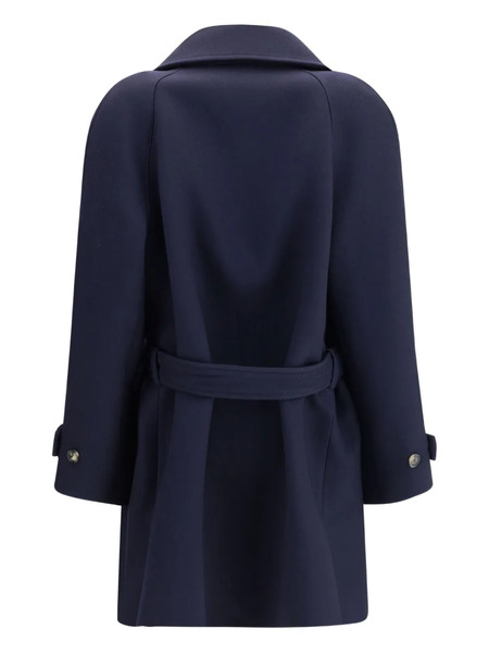  Loewe Button Belt Double Breasted Peacoat - Blue 