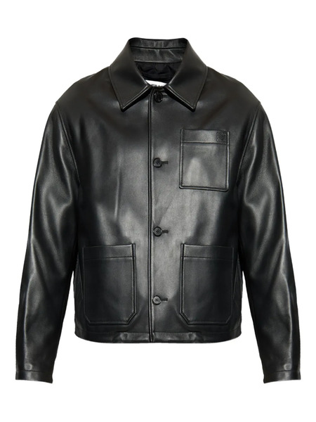  Loewe Button-fastening Pocket Leather Jacket - Black 