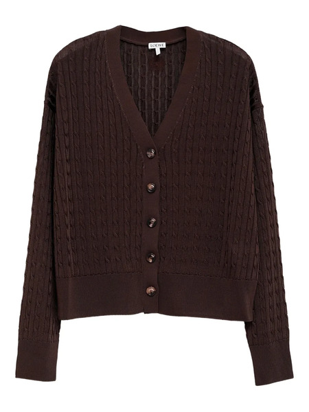  Loewe Cable-knit Buttoned Cardigan - Brown 