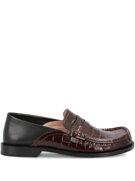  Loewe Campo Crocodile-effect Loafers - Brown 