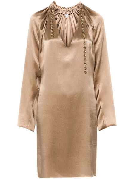  Loewe Chain-detail Silk Mini Dress - Brown 