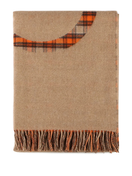  Loewe Checked Fringed Blanket (180cm X 140cm) - Neutrals 
