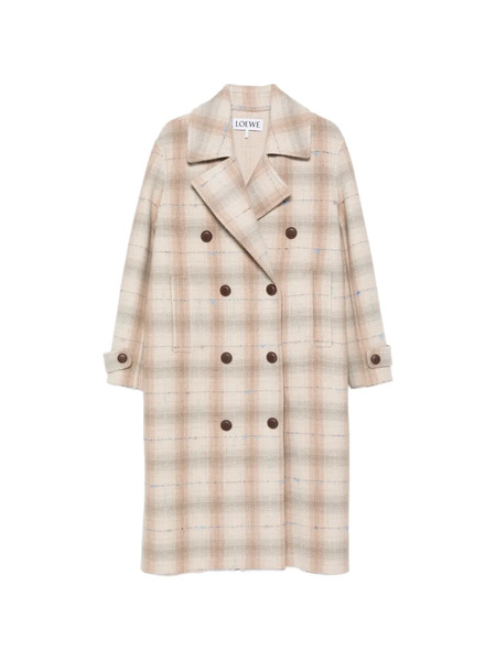 Loewe Double-breasted Check-print Coat - Neutrals 