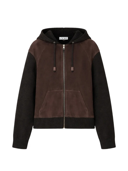  Loewe Drawstring Zip-up Hoodie - Brown 