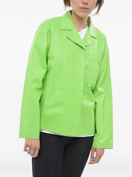  Loewe Embossed-logo Leather Shirt - Green 