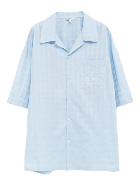  Loewe Embroidered-pocket Short-sleeves Shirt - Blue 