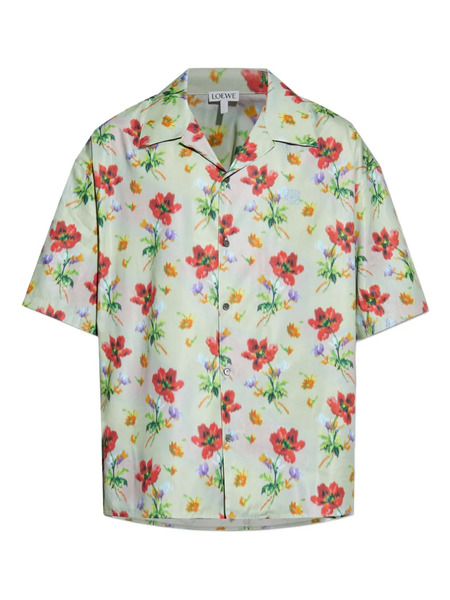  Loewe Floral-print Short-sleeve Shirt - Green 