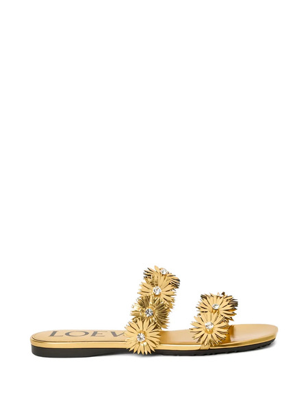  Loewe Flower-embellished Flat Sandals - Gold 