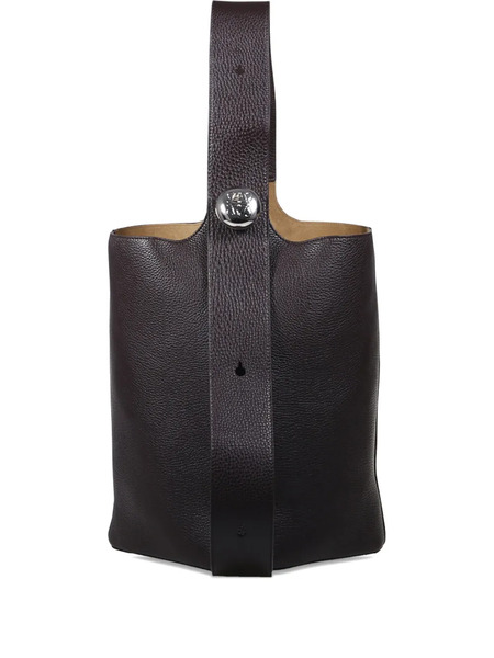  Loewe Large Pebble Button Tote Bag - Brown 