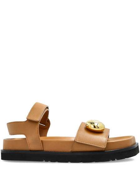  Loewe Leather Button-embellished Sandals - Brown 