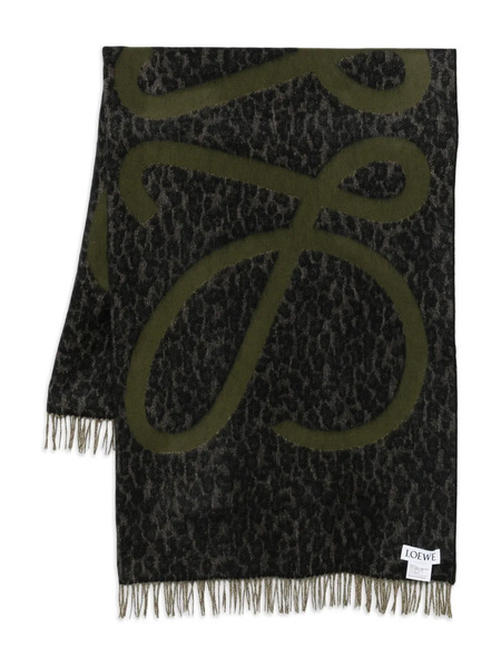  Loewe Logo-detail Fringed Scarf - Green 