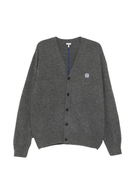  Loewe Logo-embroidered Cardigan - Grey 