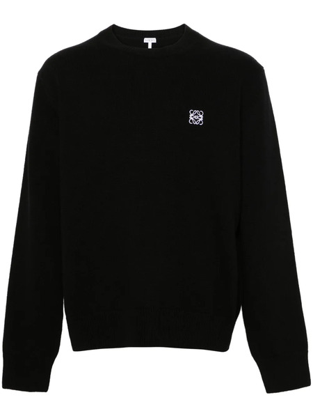  Loewe Logo-embroidered Wool Jumper - Black 