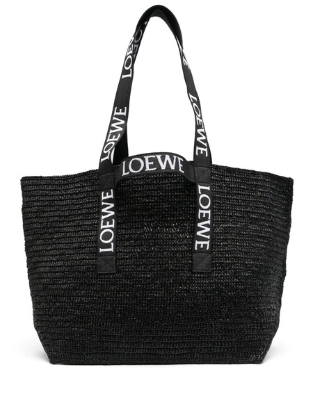 Loewe Logo-embroidered Woven Tote Bag - Black 