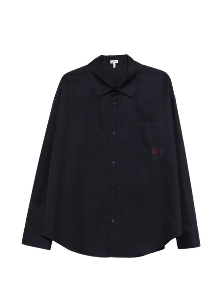  Loewe Logo-embroidery Long-sleeve Shirt - Blue 