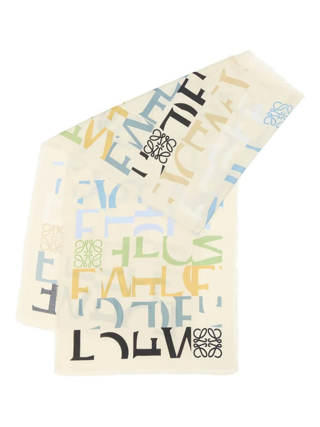  Loewe Logo-pattern Scarf - Neutrals 