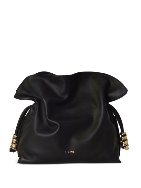  Loewe Medium Coil Flamenco Leather Clutch Bag - Black 