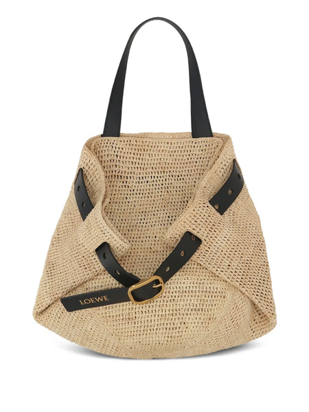  Loewe Medium Punch Hole Raffia Shoulder Bag - Neutrals 