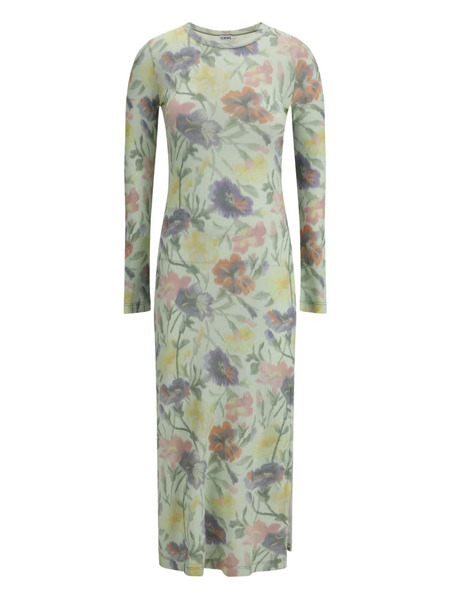 Loewe Morning Glory-print Midi Dress - Green 