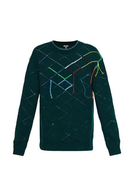  Loewe Multicolour Intarsia Sweater - Green 