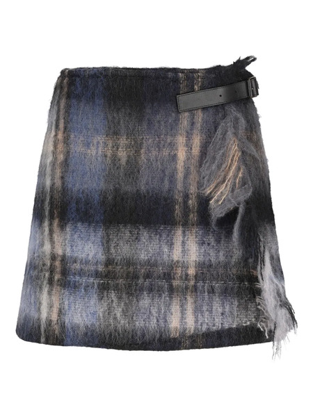  Loewe Plaid Buckle-detailing Skirt - Blue 