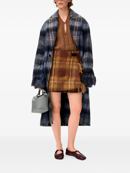  Loewe Plaid Fringed Coat - Blue 