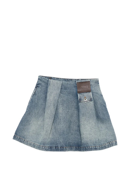  Loewe Pleated Denim Skirt - Blue 