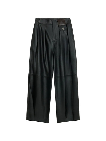  Loewe Pleated Leather Trousers - Black 