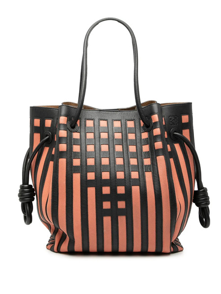  Loewe Pre-owned 2010-2025 Leather Grid Flamenco Knot Tote Bag - Black 