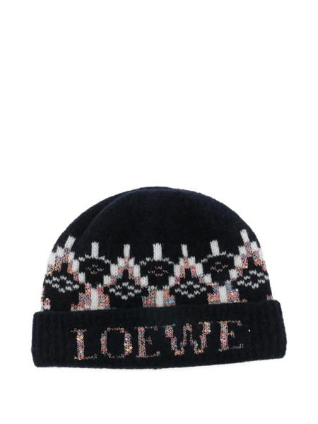  Loewe Sequin Patterned Beanie - Blue 