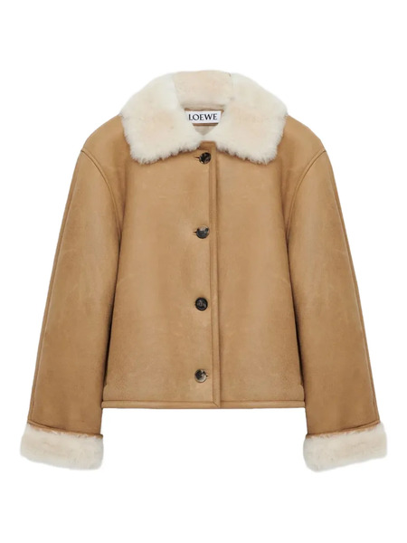  Loewe Shearling-collared Button Jacket - Neutrals 