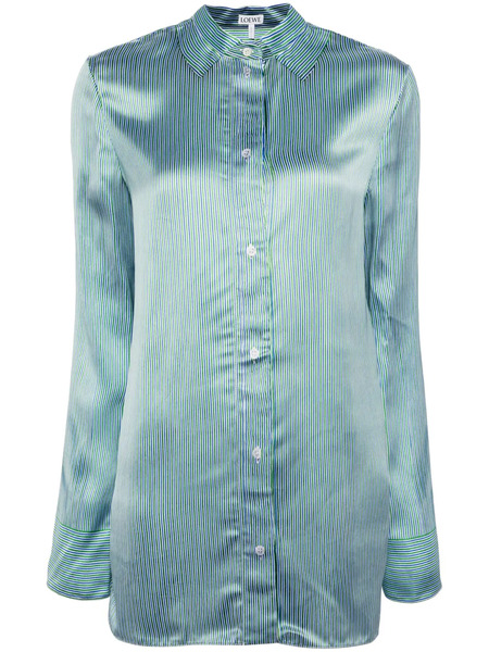  Loewe Striped Satin Shirt - Green 
