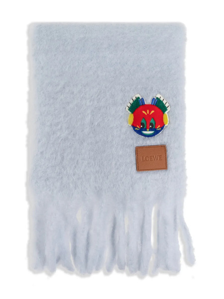  Loewe X Louis Wain Appliqué Fringed Scarf - Blue 