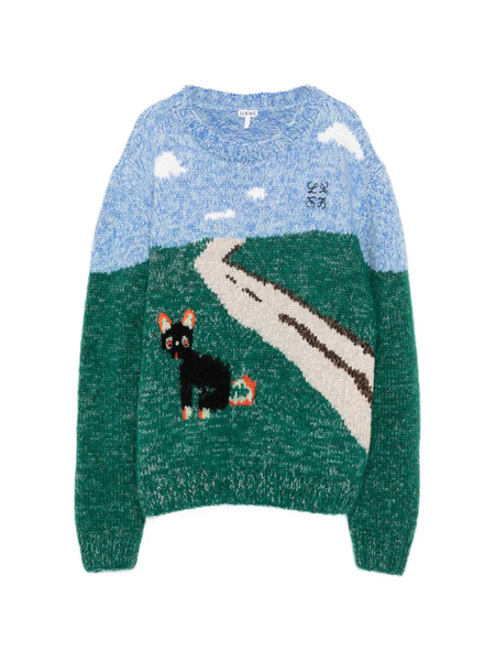  Loewe X Louis Wain Landscape-intarsia Sweater - Green 