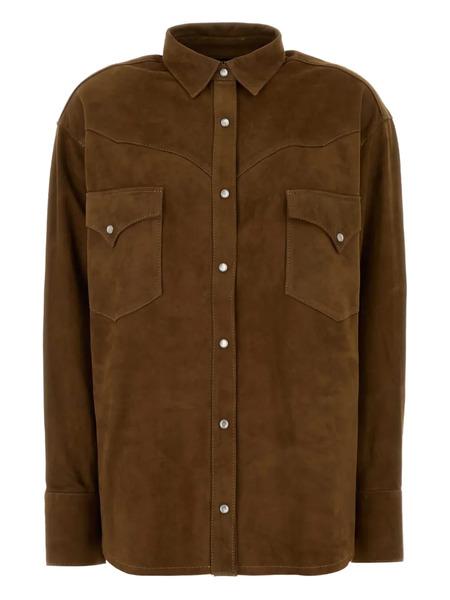  Lois Jeans Chest-pocket Suede Shirt - Brown 