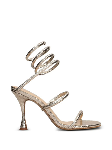  Lola Cruz Greta 95 Spiral Ankle Sandals - Metallic 