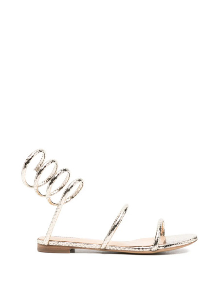  Lola Cruz Greta Spiral Strap Flat Sandals - Gold 