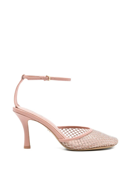  Lola Cruz Ruby Mesh Ankle Strap Court Shoes - Neutrals 
