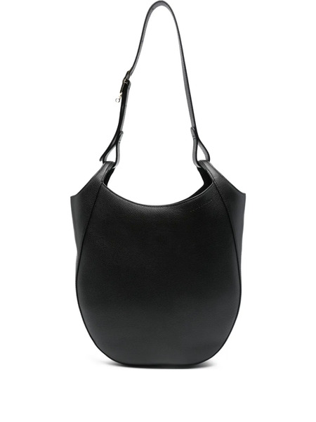  Longchamp Curved Leather Shoulder Bag - Black 