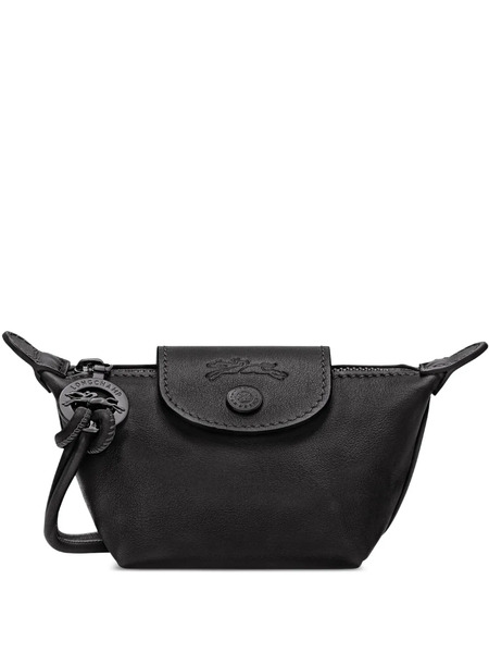  Longchamp Embossed Leather Pouch - Black 