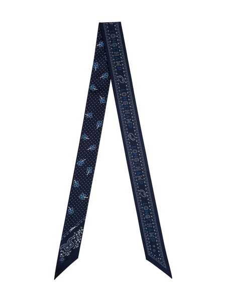  Longchamp French Bandana Printed Silk Neck Scarf - Blue 