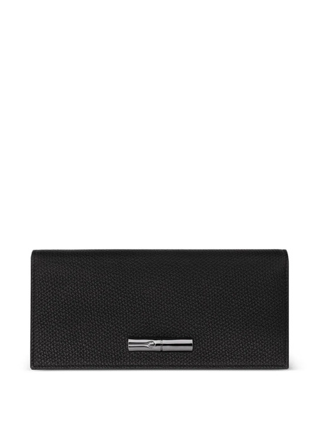  Longchamp Le Roseau Textured Leather Continental Wallet - Black 